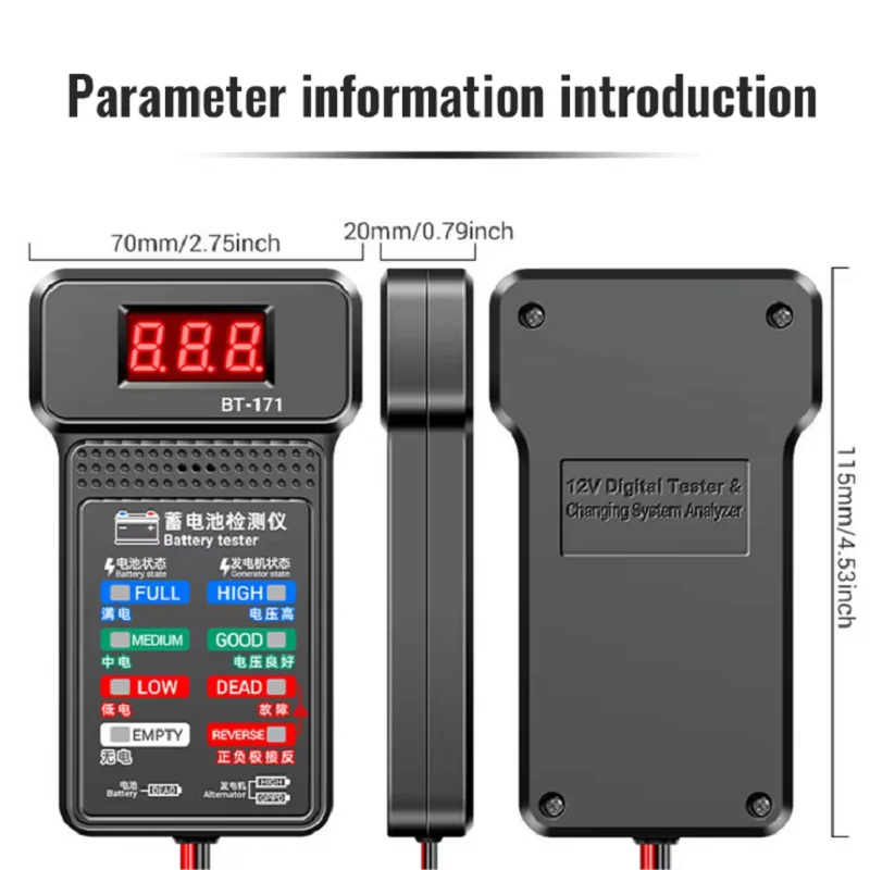 BT-171 Battery Tester Monitor Panel Gauge-Battery Status-Indicator 12V Car Electric Quantity Detector Diagnostic Tool images - 6