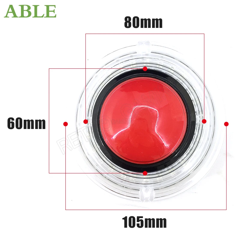 80MM renkli yanıp sönen LED ışık Push Button şeffaf yuvarlak Arcade Video oyunu oyuncu Push Button mikroswitch