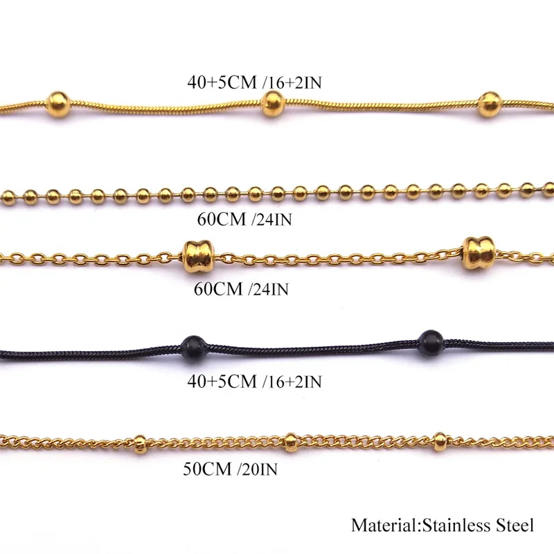 Länge 60 cm Kugelperlenkette Halskette für Damen Herren Edelstahl Gold Silber Schwarz Farbe Modeschmuck Accessoires Herstellung – Detail 3