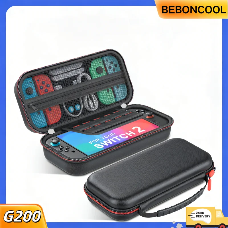 

Чехол для переноски BEBONCOOL G200, черный, легко чистится, для OLED/Switch2 - с отсеком для игровых карт, аксессуар для контроллера, для путешествий и игр