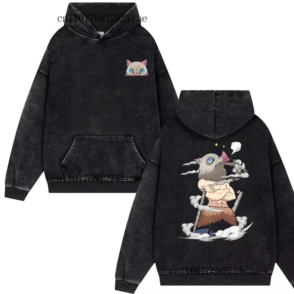

Vintage Hashibira Inosuke Demon Slayer Washe Hoodies Y2k Harajuku Streetwear Oversize Hip Hop Men Women Pullover Unisex Coat Top