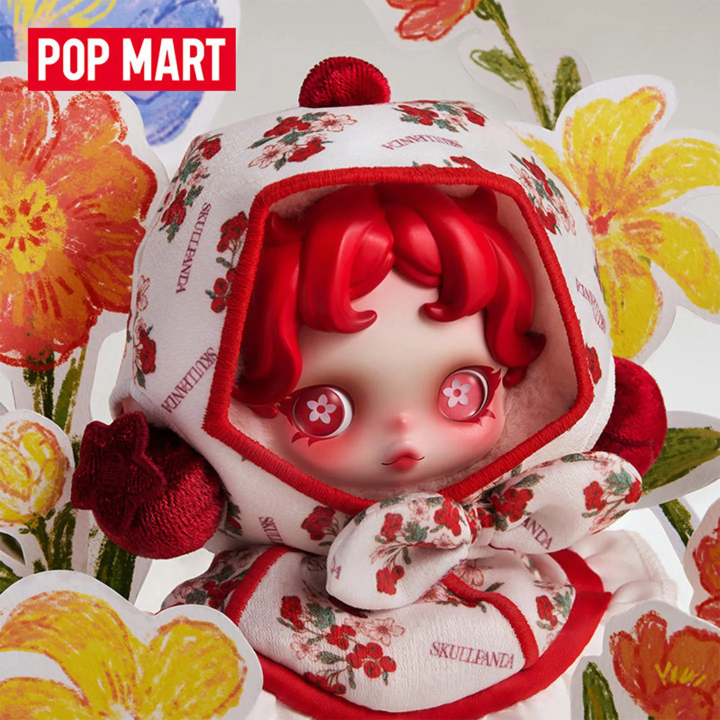 

Genuine POPMART SKULLPANDA Amid Flowers Series Plush Doll Pendant Mystery Box Cute Anime Figure Desktop Ornaments Model Gift