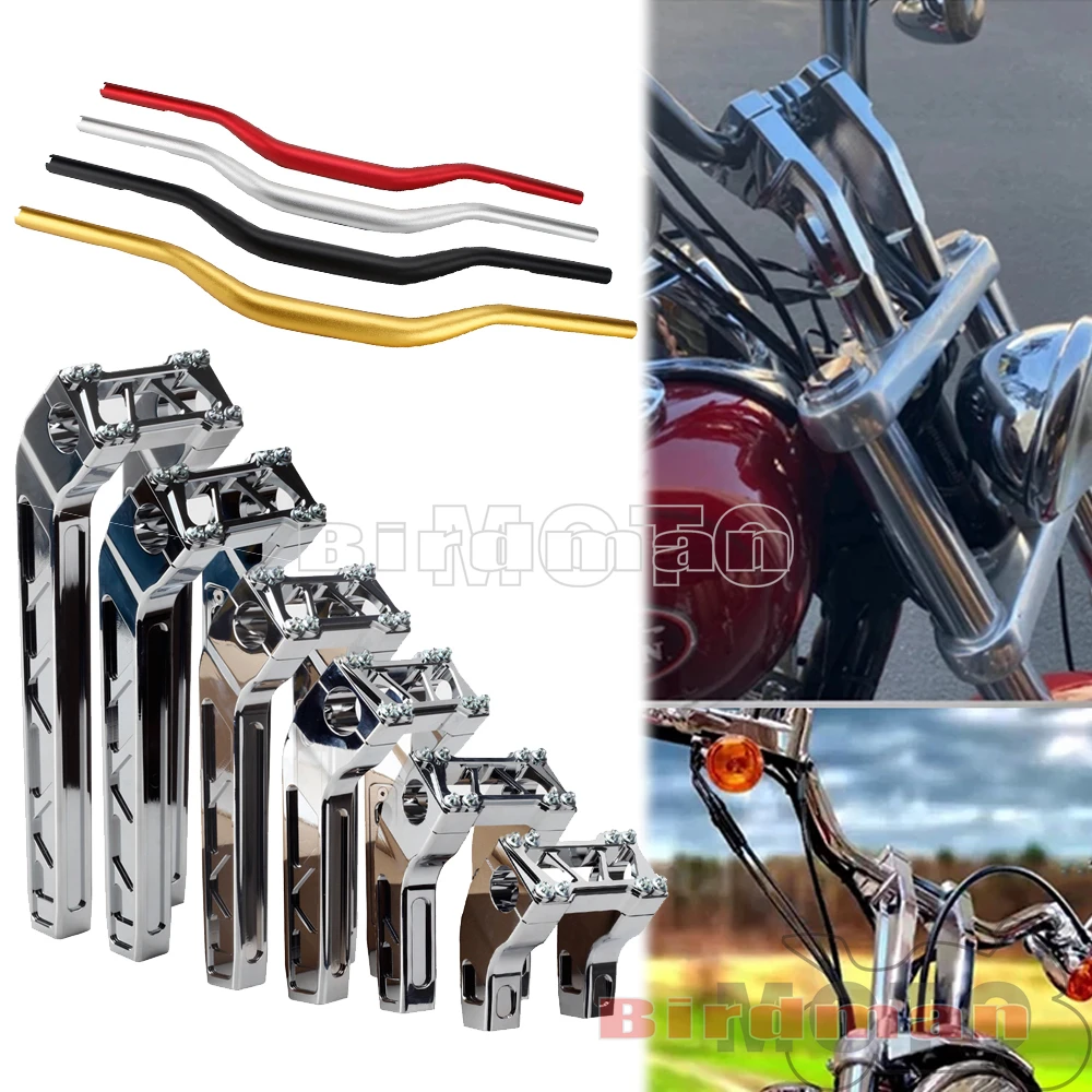 

38mm 1 1/2" Pullback Handlebar Riser Club Style T-bar Handle Bar Risers For Harley Sportster XL 1200 883 Dyna Softail Street Bob