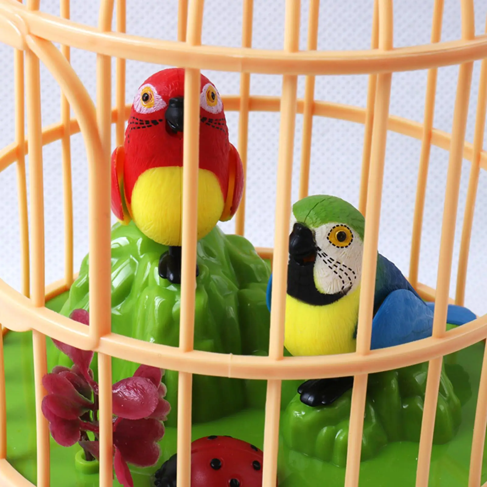 Battery Operated Parrot Toy with Realistic Sound Chirp Mimic Voice Recording Cage for Home Desk Decor Gift