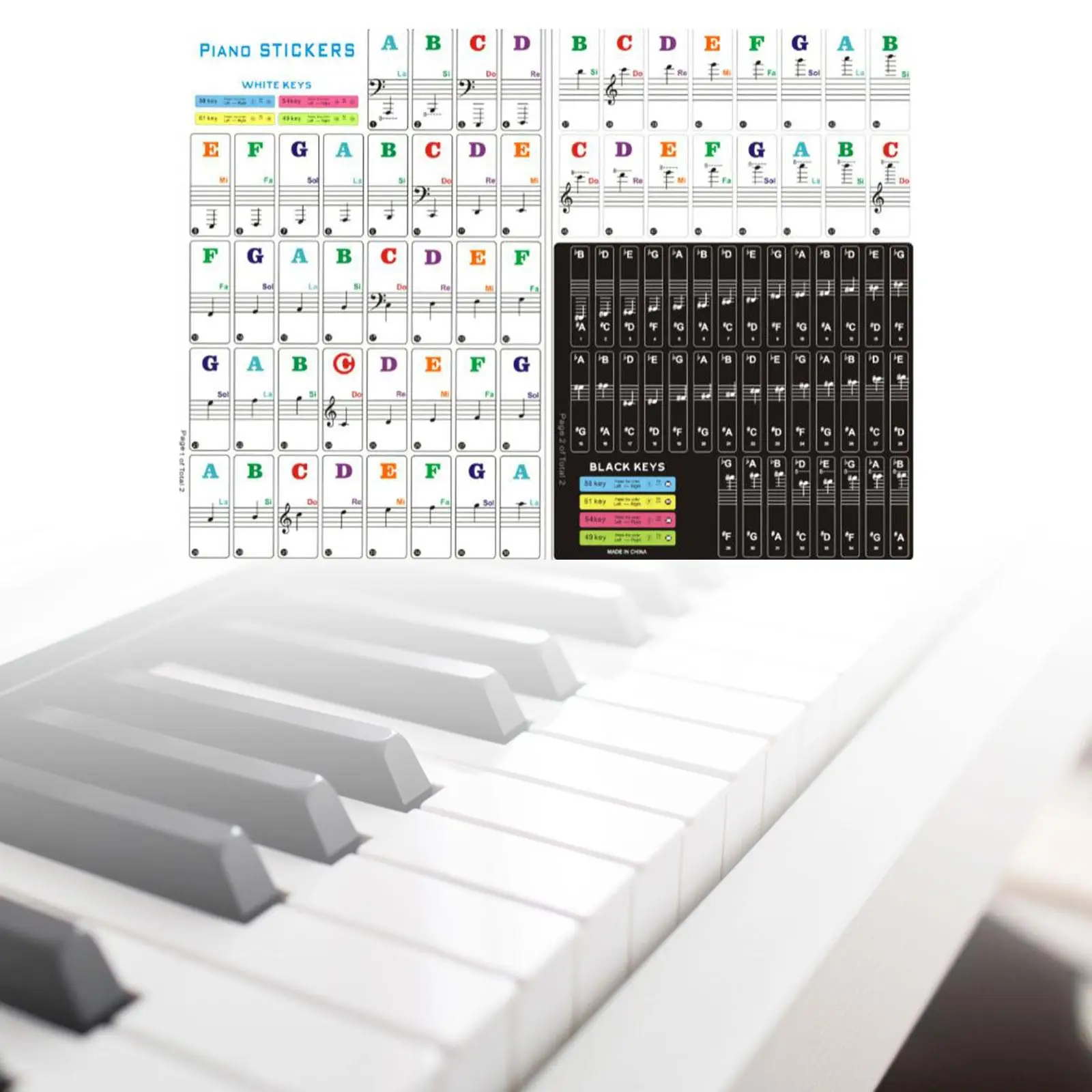 Transparent Piano Keyboard Stickers,Learning Piano Piano Rake Key Labels Overlay for Kids