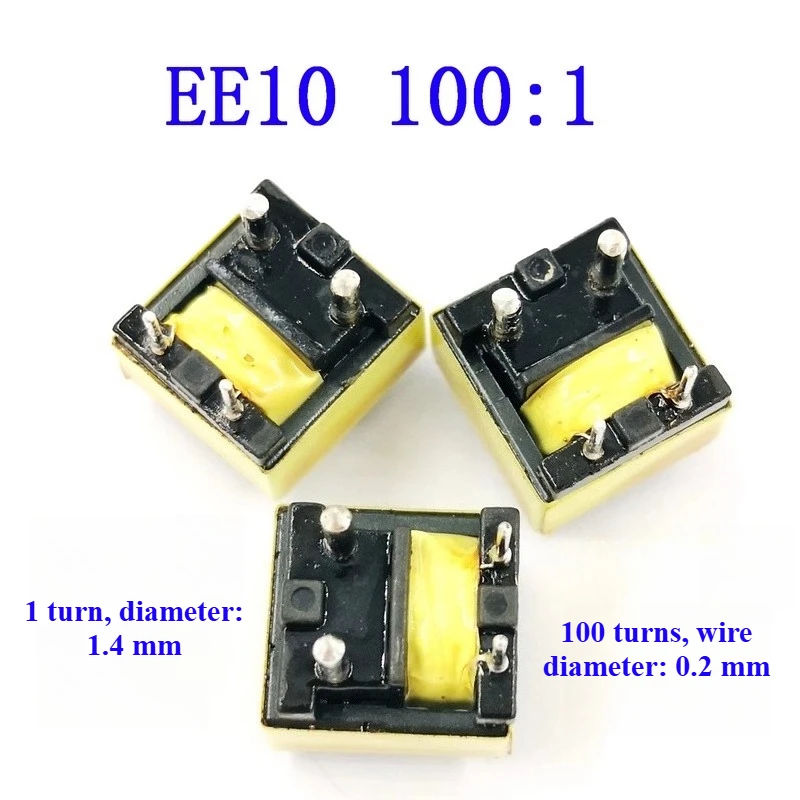 5PCS EE10 Current Transformer, 100:1/200:1/300:1/500:1 Sampling Inductor Coil