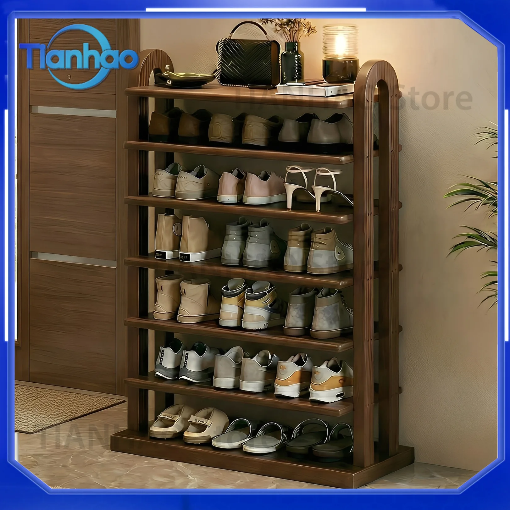 Solid Wood Shoe Rack for Narrow Entryway Small Space Simple Design 2026 New Shoe Cabinet Display Shelf Storage Organizer