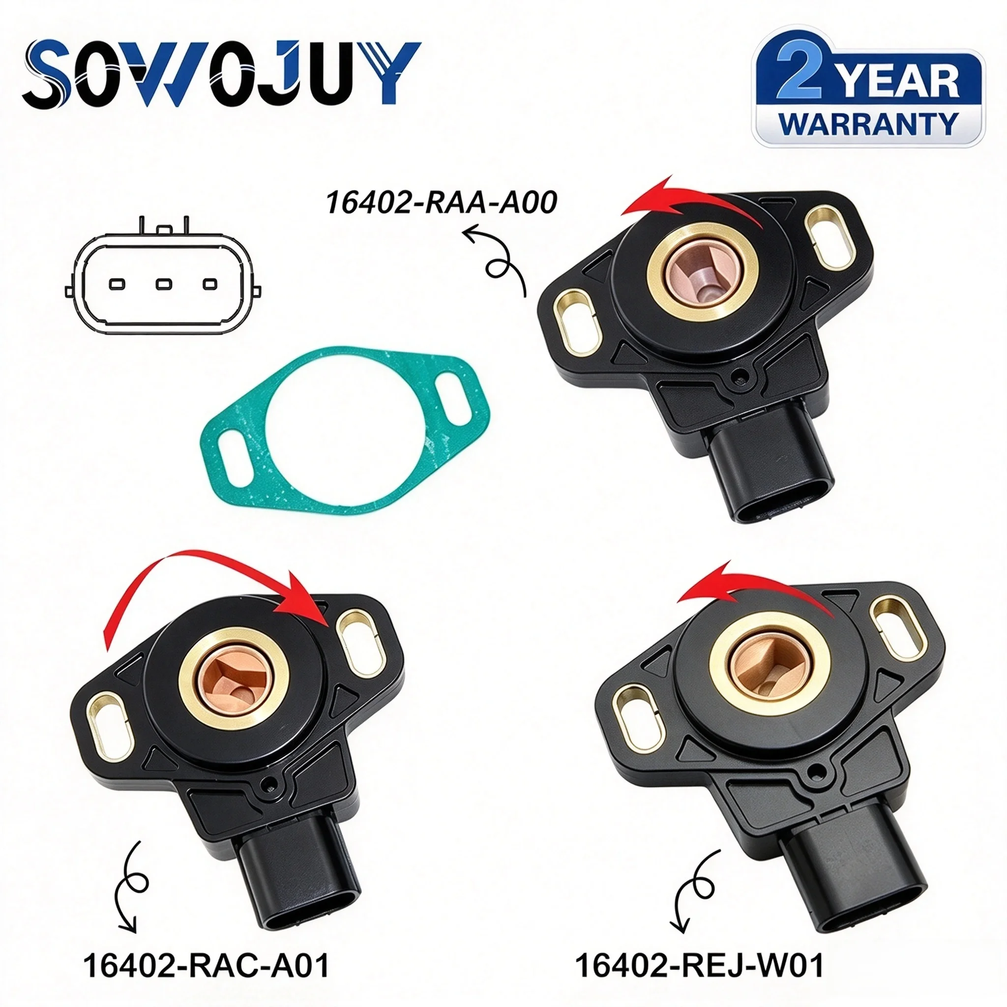 TPS Throttle Position Sensor JT7H 16402-REJ-W01 16402-RAA-A00 16402-RAC-A01 For Honda Accord CR-V Element Fit Jazz Acura Odyssey