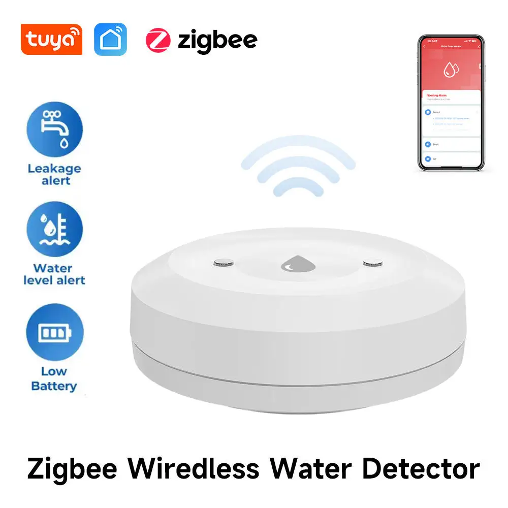 

SIXWGH Smart Home Water Leak Detector for Kitchen Bathroom, Zigbee Wireless Flood Sensor with Tuya Smart Life App Notification