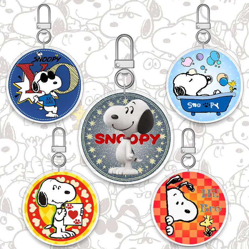Para snoopy 6cm acrílico dupla camada chaveiro acessório mochila pingente charlie marrom anime periférico dos desenhos animados decoração presente