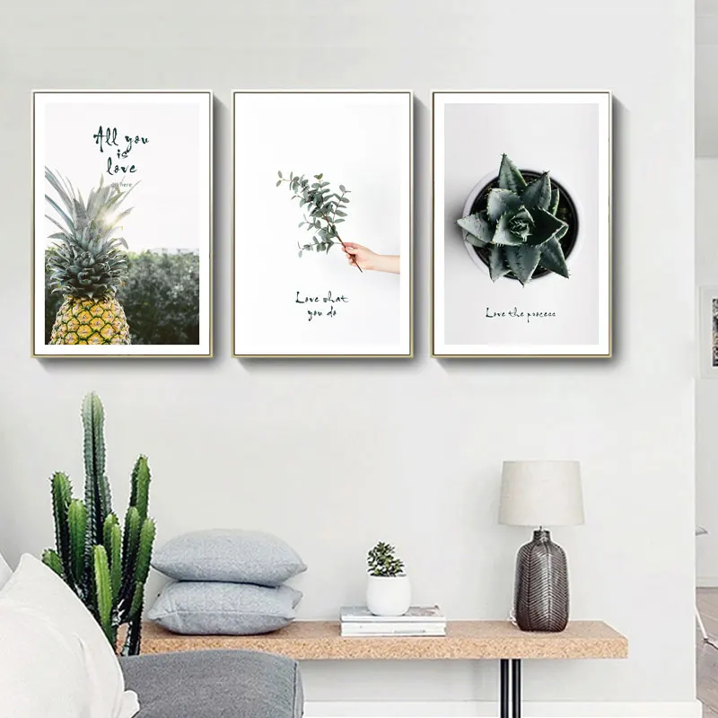 

Canvas Paintings Nordic Green Plant Leaf Pineapple Posters Simple Wall Art Tropical Plants Pictures For Living Room Home Decor