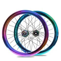 Bike Wheels Electroplated Aluminum Alloy Disc Brake 24 Holes Bearing Hub Rim 40mm Height Folding Bicycle Wheelset Quick Release