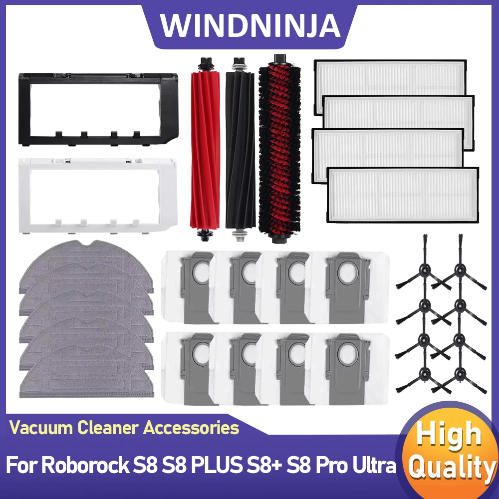 Für Roborock S8 S8 Pro Ultra S8+ Staubsauger HEPA-Filter Hauptwalzenbürste Seitenbürste Mopptücher Staubbeutel Kit Ersatzteile
