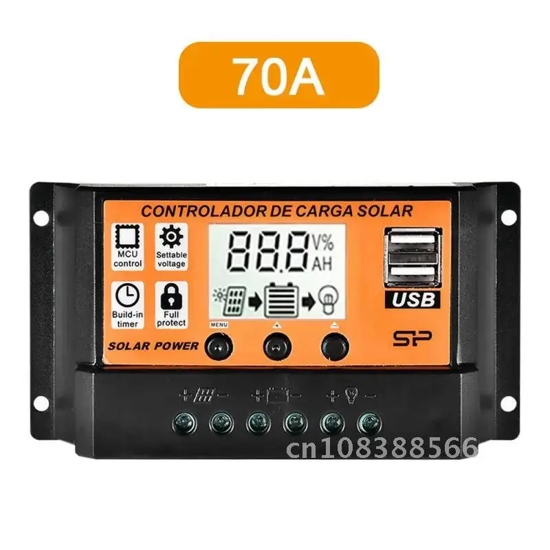 

Solar Charge Controller PWM 100A 60A 50A 40A 30A Solar Power Regulator 12V 24V Auto Dual USB LCD Display Load Discharger
