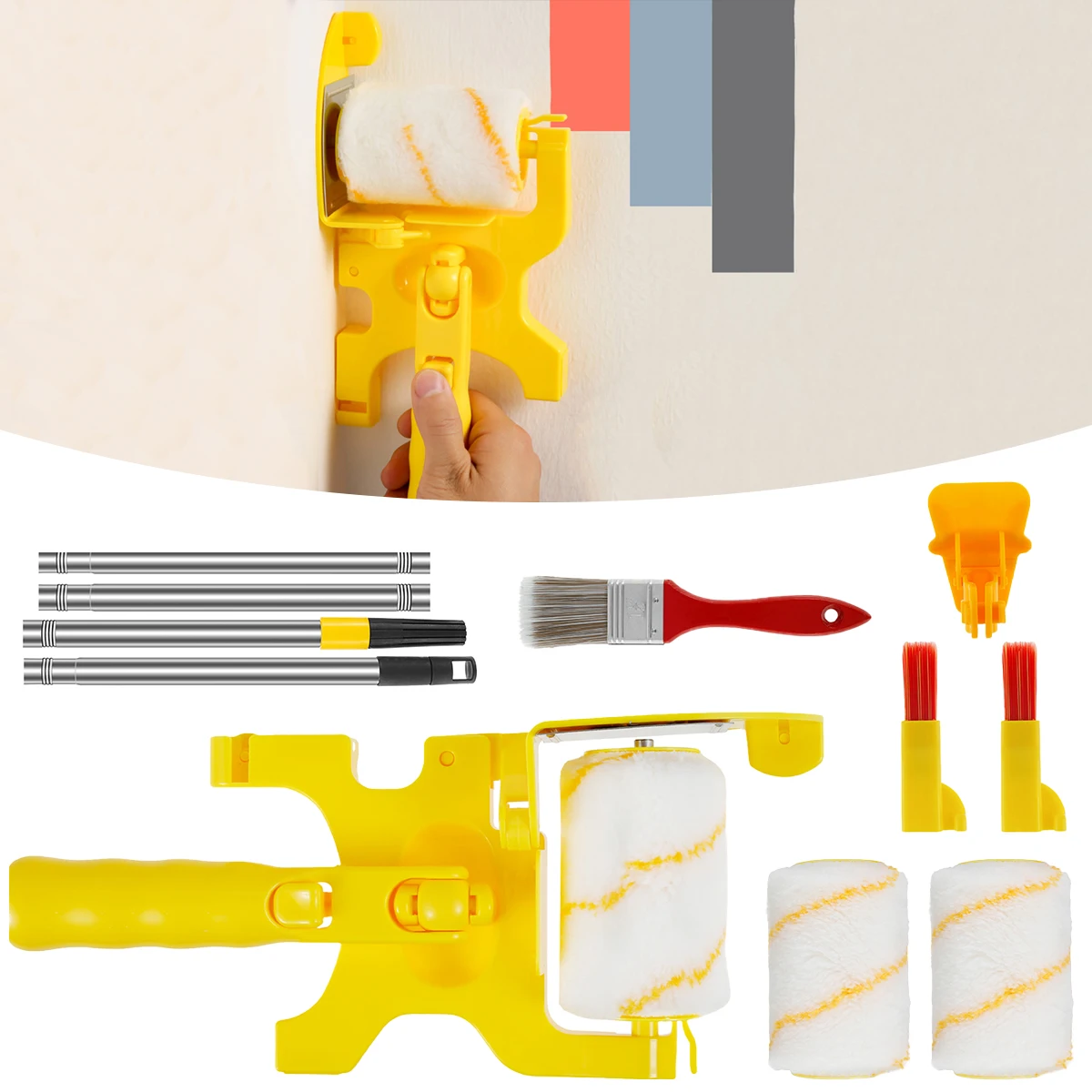 

Paint Roller Brush Wall Painting Roller House Decor Color Separation Brush Hand-held Clean-Cut Paint Edger Roller Extension Pole