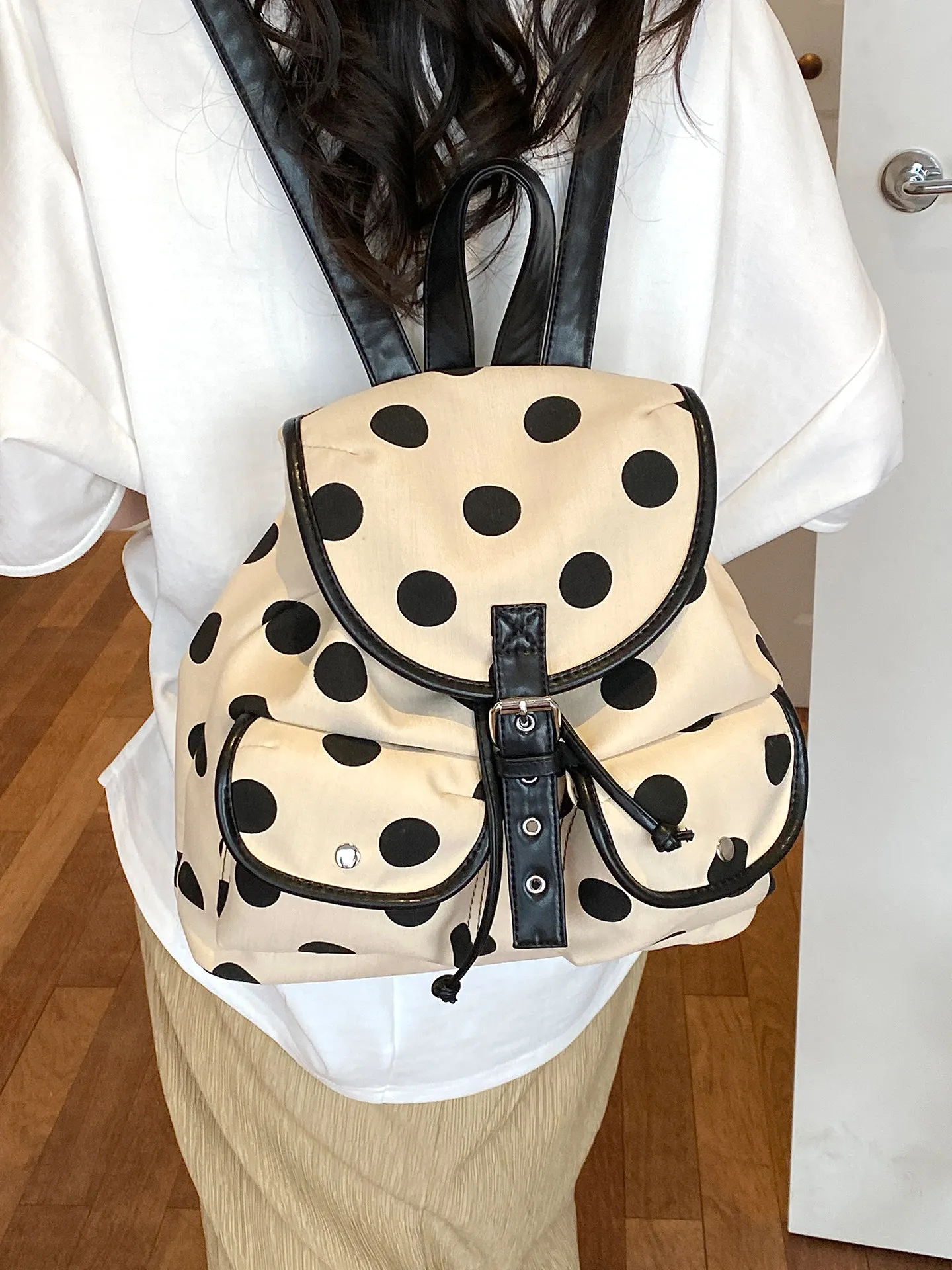 

Fashion Polka Dot Backpack Women's Travel Lightweight Large Capacity School Bags Summer Student Outing Backpacks Trend