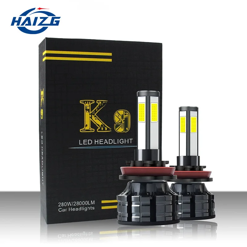 HAIZGFour-Sided CarledHeadlight COB4Surface Luminous Car Headlight ModificationH4Far and near Light H11Car Lights