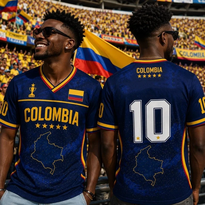 Nouveau Maillot de Foot 2026 Colombe : T-shirt Respirant en Maille à Col en V Imprimé Football – Un Indispensable pour les Fans