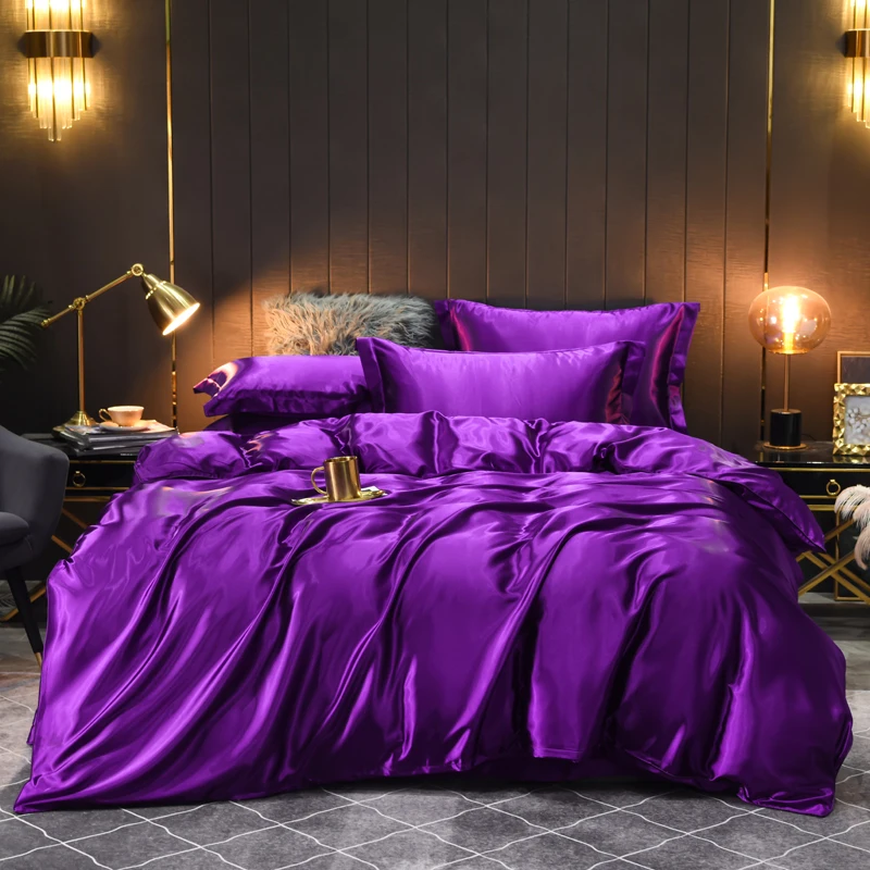 2025 Trend - Leading Four - Piece Washed Silk Bedding, Solid Color, Tencel - Enriched, All Bed Sizes Catered to Fashionably