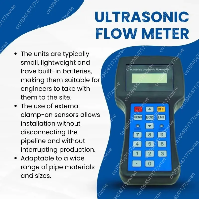 High Temperature Handheld Portable Water Online Digital Ultrasonic Flowmeter for Wastewater