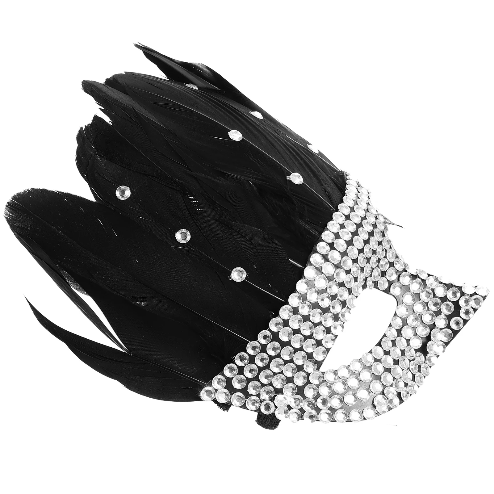 Strass meia máscara para adultos festivo pluma decoração máscara criativa prop para halloween masquerade cosplay festa traje feminino
