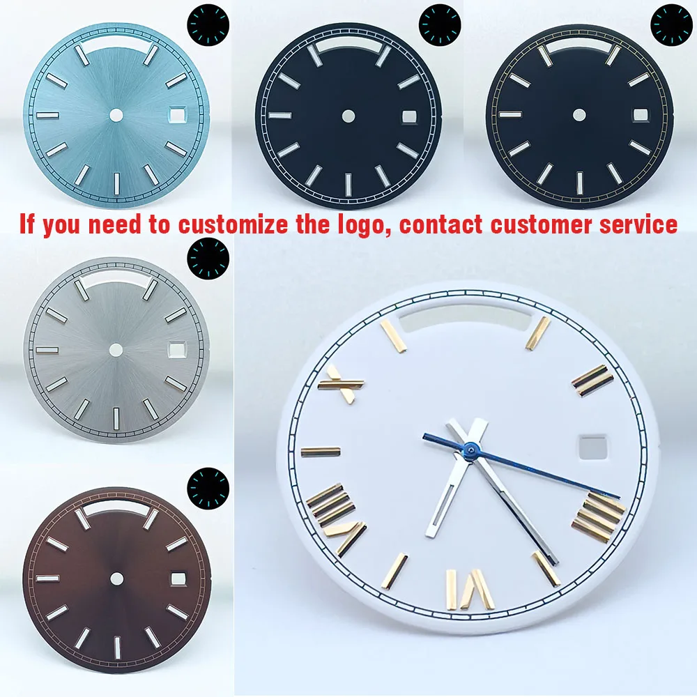 31Mm Wijzerplaat En Wijzers Passen 8285 Beweging Bovenste En Onderste Dubbele Kalender Wijzerplaat Groen Lichtblauw Groen Lichtgevend Horloge Accessoires