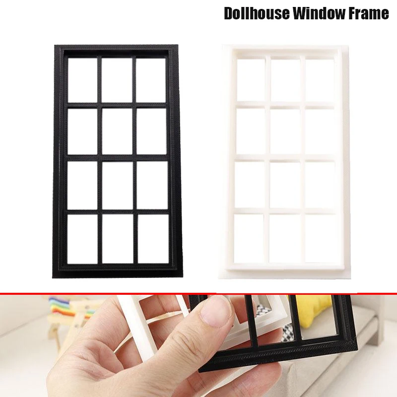 Marco de ventana de madera de simulación para casa de muñecas, modelo de muebles para casa de muñecas, decoración, accesorios de microescena, 1 ud.