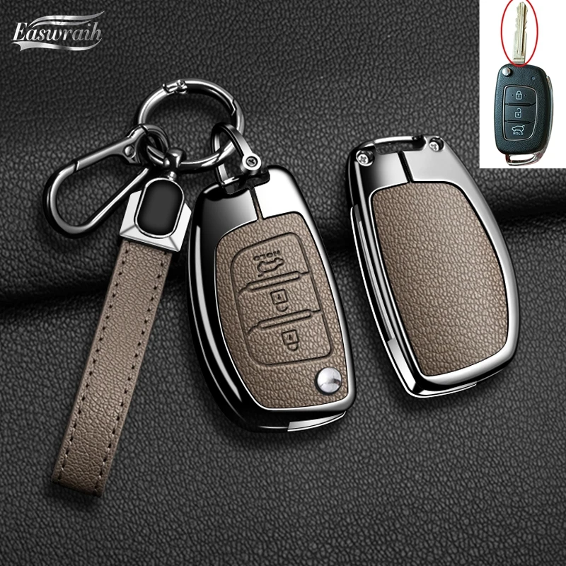 Autozubehör Schlüsselhülle für Hyundai Creta I20 Tucson Elantra Santa fe 2016 2017 2018, Klappschlüssel-Schutzhülle
