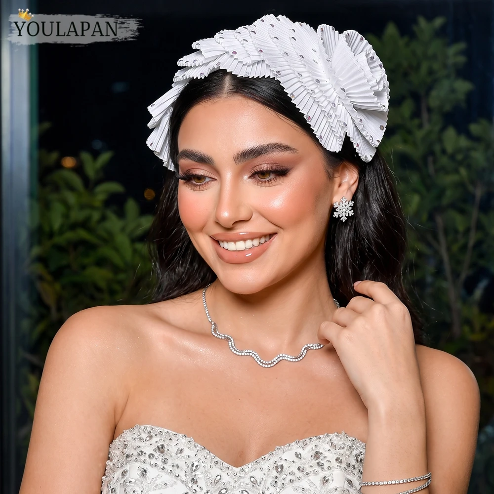 HNCCX Elegant Rhinestone Large Flower Bridal Headband Exaggerated Women's Outfit Hair Hoop Wedding Holiday Hair Accessories A342