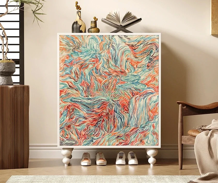 

Современный абстрактный домашний входной шкаф для обуви из цельного дерева, вход, бесплатная установка, боковой шкаф для хранения