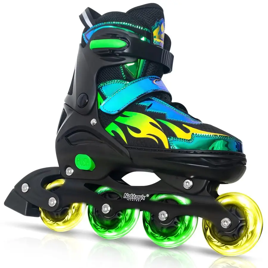 

Adjustable Inline Skates for Kids Adults, Indoor and Outdoor Blades Roller Skates with 8 Light Up Wheels for Boys Girls Aged 416