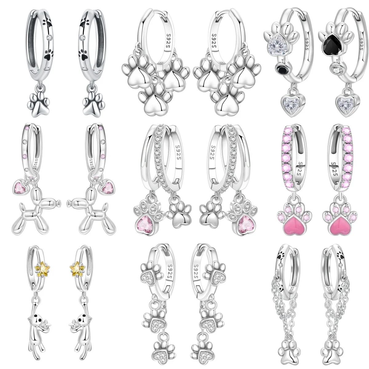 S925 Sterling Silver Earrings Exquisite Cute Pet Claw Print Earrings Original Fashion Jewelry Birthday Gift For Women