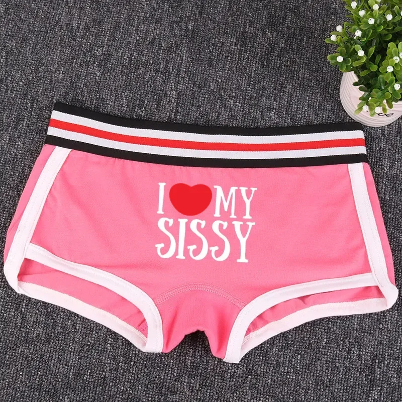 I Love MY SISSY Underwear for Women Funny Female Boxer Shorts Cotton Boyshorts Cute Girl Panties Breathable Womens Intimates