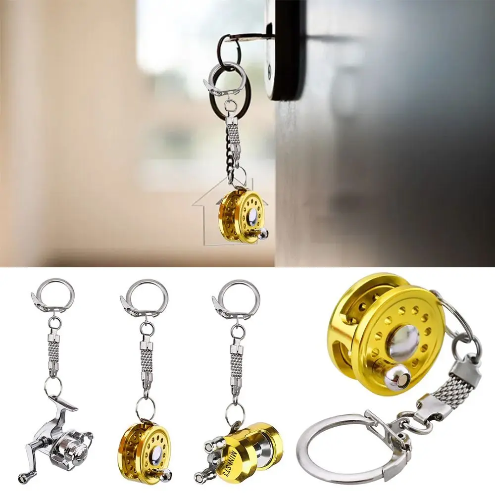 Outdoor Alloy Fishing Reel pendant Drum Pendant Fishing Tackle Fishing reel Keychain Mini Spinning Wheel Drum Pendant