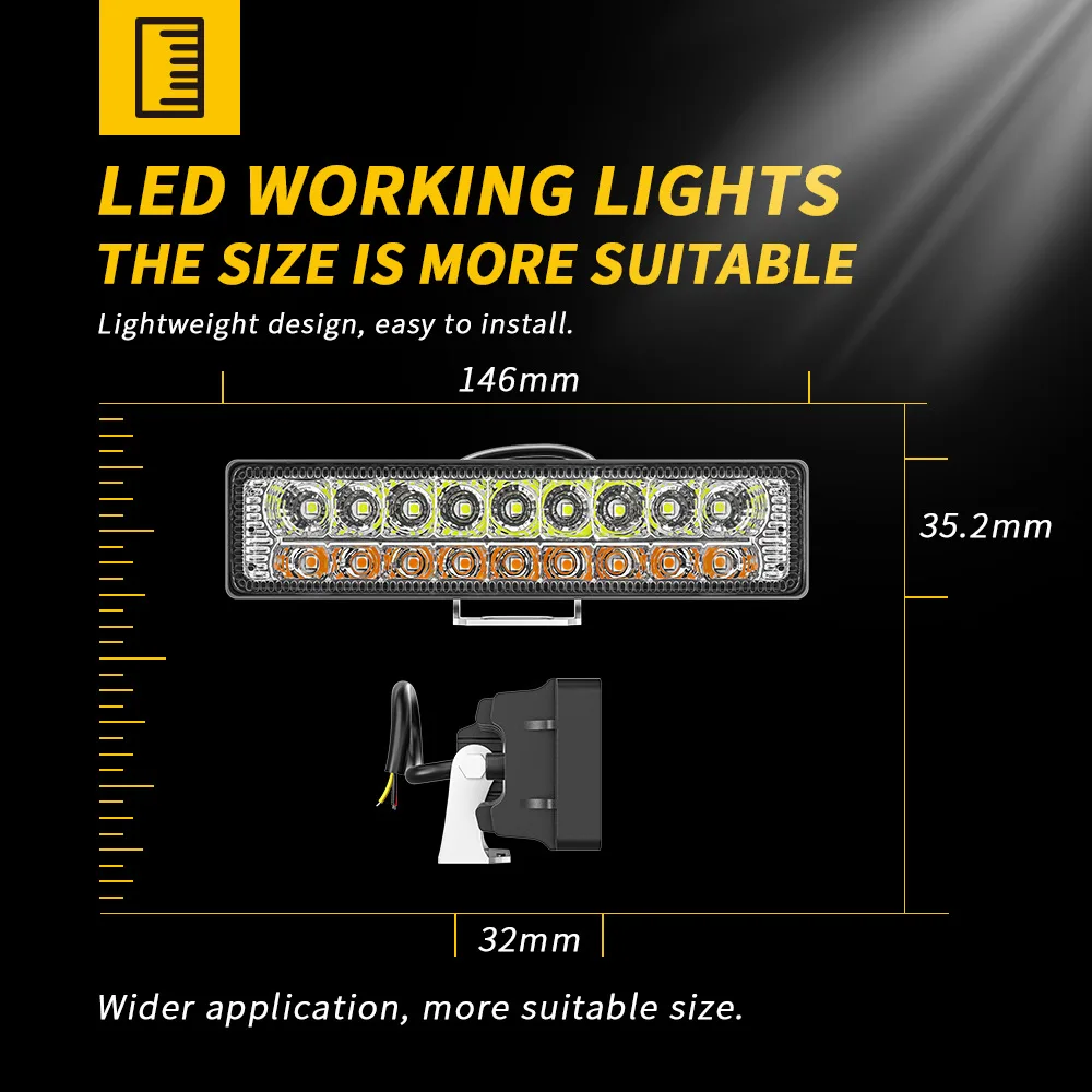 Off Road Beam Bar LED Work Light Off-road Driving 1800LM Output 6500K CCT 50000H Lifespan 6063 Aluminum Profile