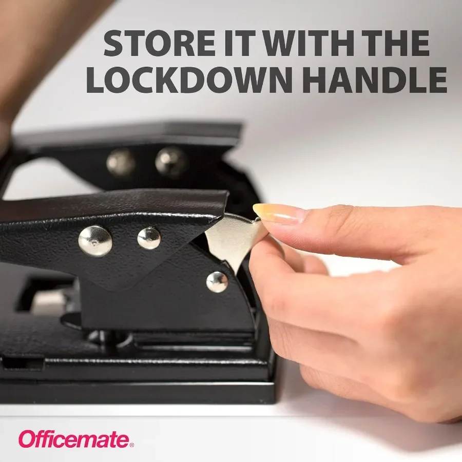 เครื่องเจาะกระดาษแบบหนา 2 รู พร้อมด้ามจับบุนวม สำหรับใช้ในสำนักงานและที่บ้าน สีดำ ออกแบบมาเพื่อเจาะกระดาษได้ถึง 50 แผ่นอย่างมีประสิทธิภาพ