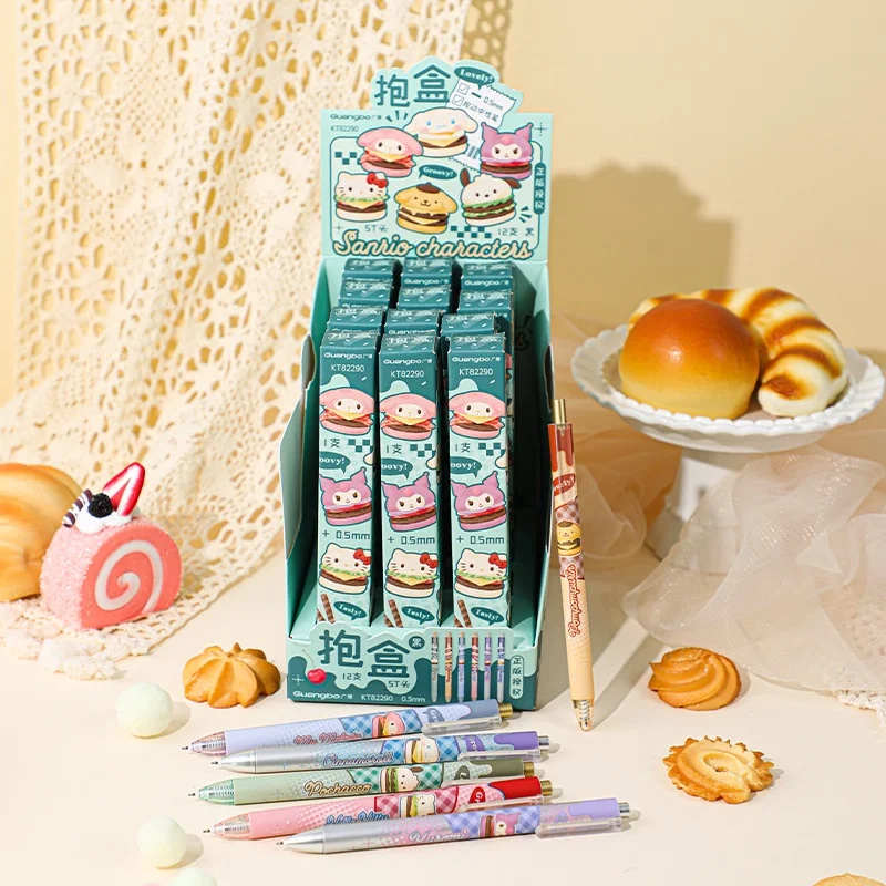 

12pcs/lot Sanrio Melody Cinnamoroll Gel Pen Cute Pochacco 0.5mm Black Ink Neutral Pens Promotional Gift Office School Supplies
