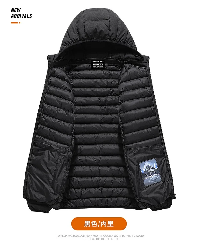 Jaket panjang bertudung pria, jaket memancing lengan panjang tebal, mantel hangat memancing luar ruangan musim dingin 2023 ukuran besar 6XL