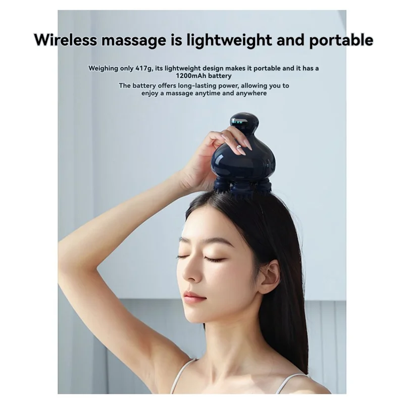 

A38T-EMS Head Massage Deep Tissue Stress Relief Cordless Electric Shiatsu Scalp Massage Promote Hair Growth Waterproof