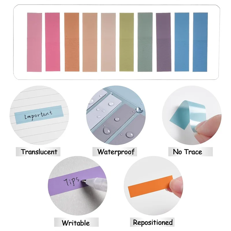 QWE-2400 Stück Haftnotizregisterkarten, 120 Farben beschreibbare Haftnotizregisterkarten für Ordner, Anmerkungsregisterkarten, Seitenmarkierungen, Klassifizierungsdateien