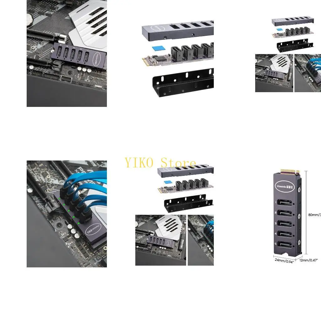 

K32C M.2 NVMe to 5-port SATA3.0 Adapter Card JMB585 Main Control High Speed 6Gbps PCIe to Serial- Expansion Card