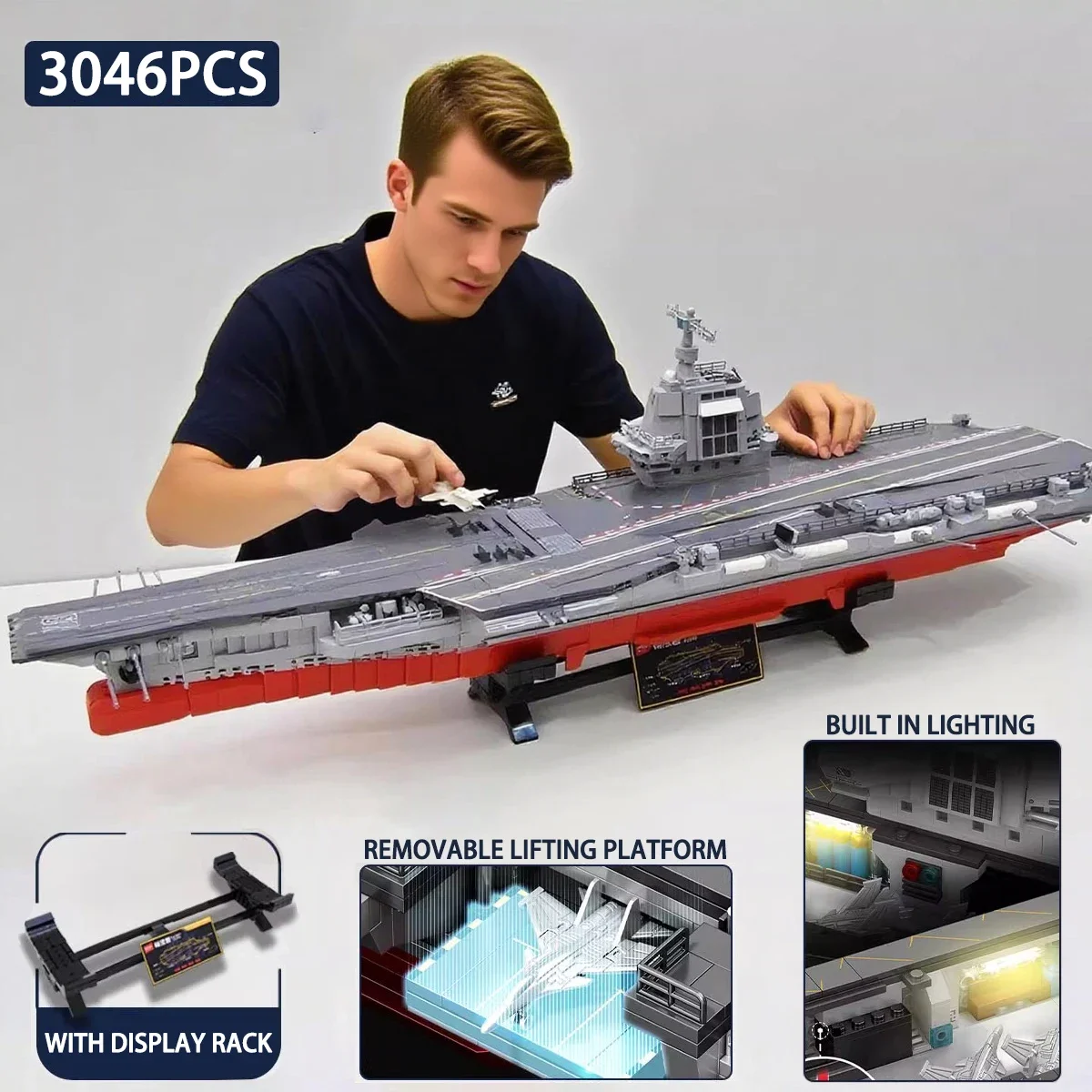 

3049PCS Military New Fujian Aircraft Carrier Ship Building Blocks Battleship Ship Boat Brick Model Warship Assemble Toys MOC
