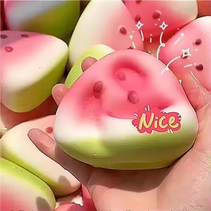 Juguete de descompresión de rebote lento de sandía, juguete antiestrés de crecimiento lento, juguete blando para aliviar el estrés, juguete para apretar
