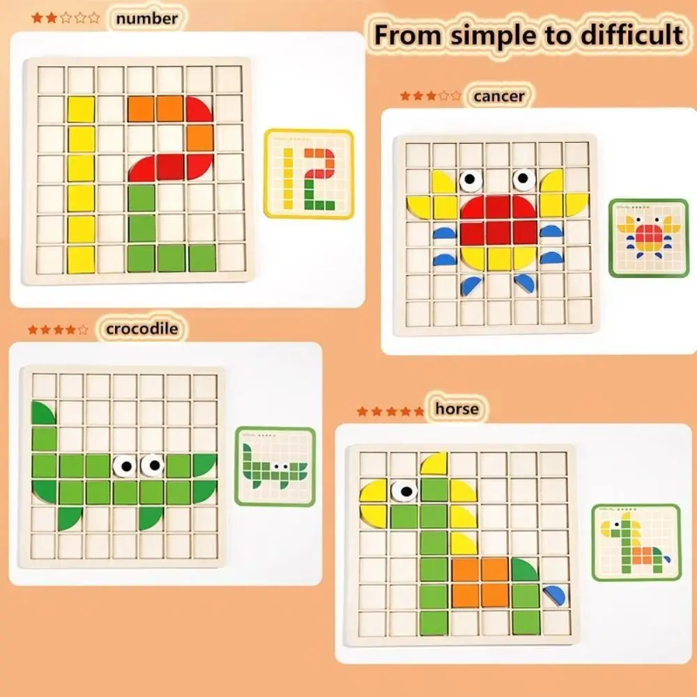 1 Juego de rompecabezas de mosaico 3D de madera Montessori, juguetes educativos multicolores para edades tempranas, entrenamiento cognitivo, entrenamiento lógico, rompecabezas geométrico