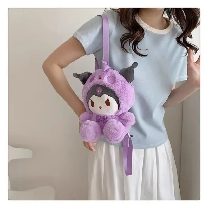 MBTI Pink Melody Womens zaino piccolo peluche bambini Cartoon Cute Backpack Lolita Jk Kuromi Kawaii Harajuku Fluffy Shoulder Bag