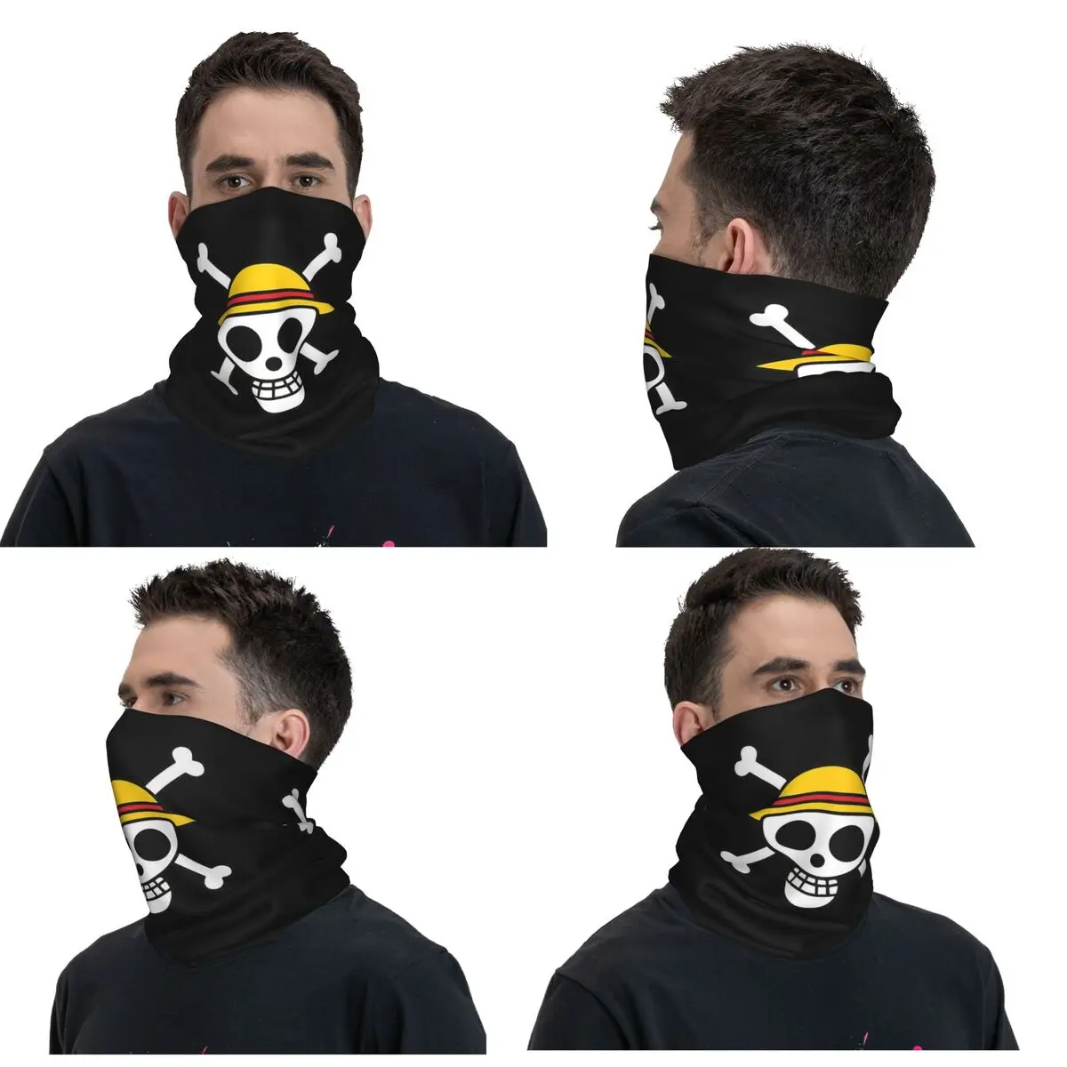 One Piece Skull Bandana Neck Gaiter Printed Wrap Scarf Multifunction Headwear Hiking Fishing For Men Women Adult All Season