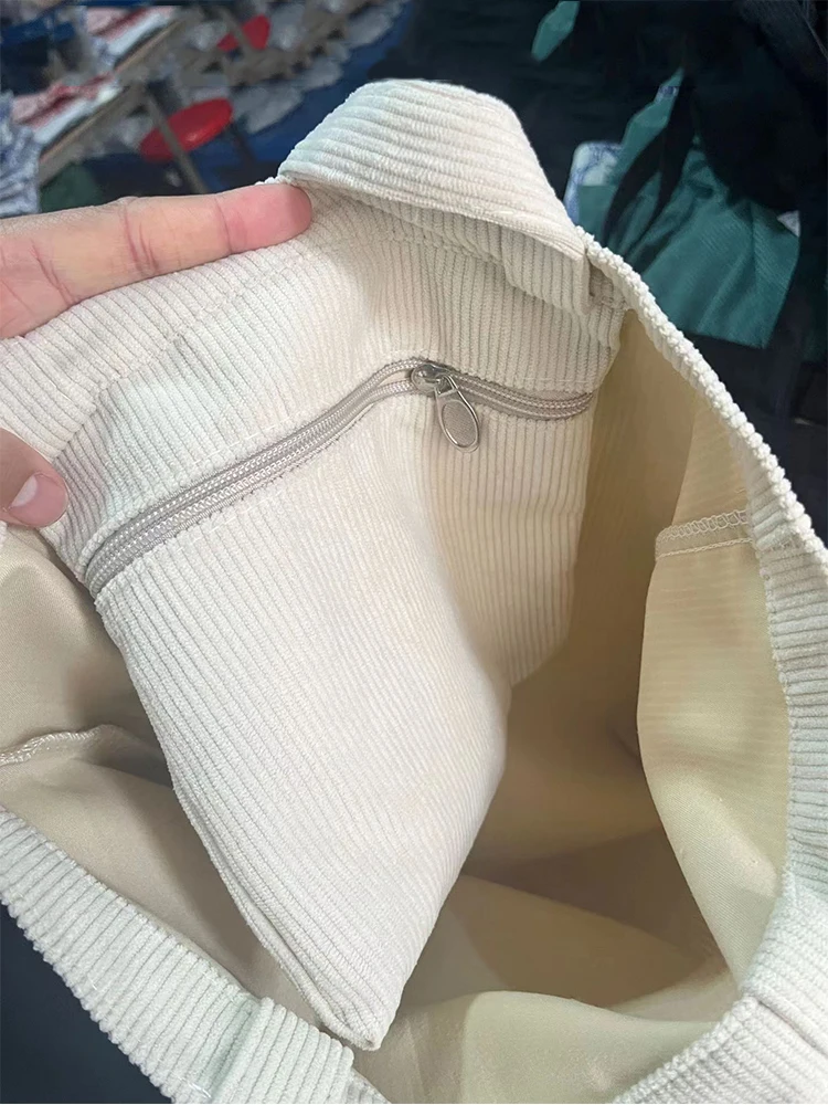 JIOMAY 2025 Damen Cord-Shopper-Tasche Stilvolle Tragetasche - Langlebige Casual Große Einkaufstasche mit Hoher Kapazität Perfekt für den Täglichen Gebrauch – Detail 1