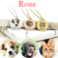 Custom Pet Photo Disc Necklace For With Tiny Cat Dog Name Pendant Stainless Steel Personalized Jewel Necklace Mother's Day Gift