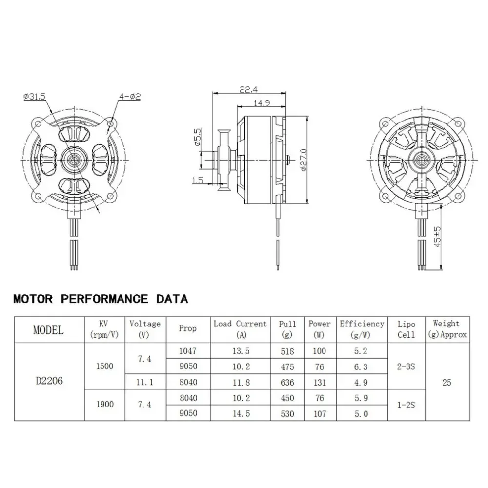 1/2/4pcs 2206 1500KV Fixed Wing Brushless Motor 2-3S for RC FPV Drone Aircraft Quadcopter Multicopter UAV ESC Speed Controller