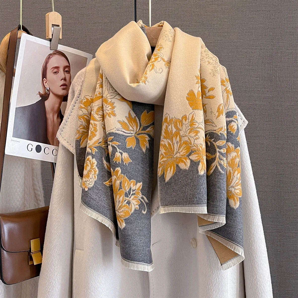 

Женская осенне-зимняя теплая шаль из искусственного кашемира для защиты шеи, новый стиль, лоскутный жаккардовый шарф для одеяла Bufanda Echarpe
